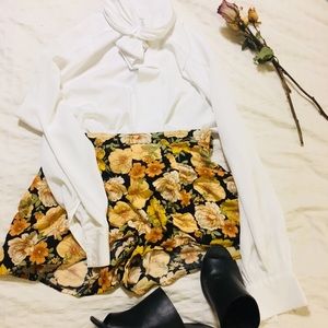 White silk long sleeve blouse